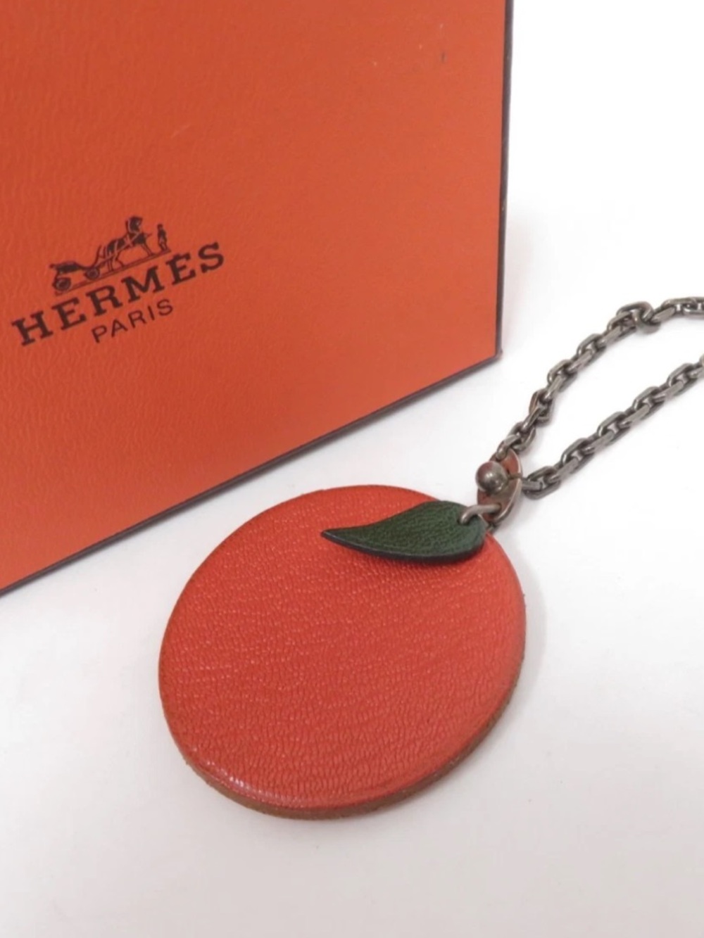 HERMES LEATHER ORANGE BAG CHARM